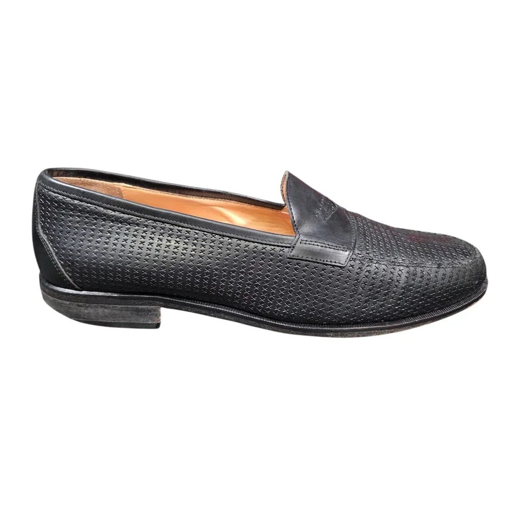 Martin Dingman Woven Leather‎ Dress Penny Loafer Shoes Men's 8.5 Black Designer